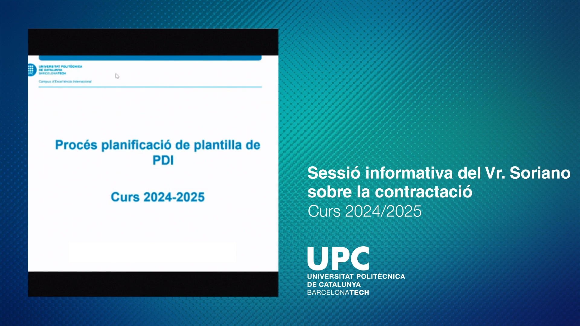 Sessió informativa del Vr Soriano sobre la contractació curs 2024-2025