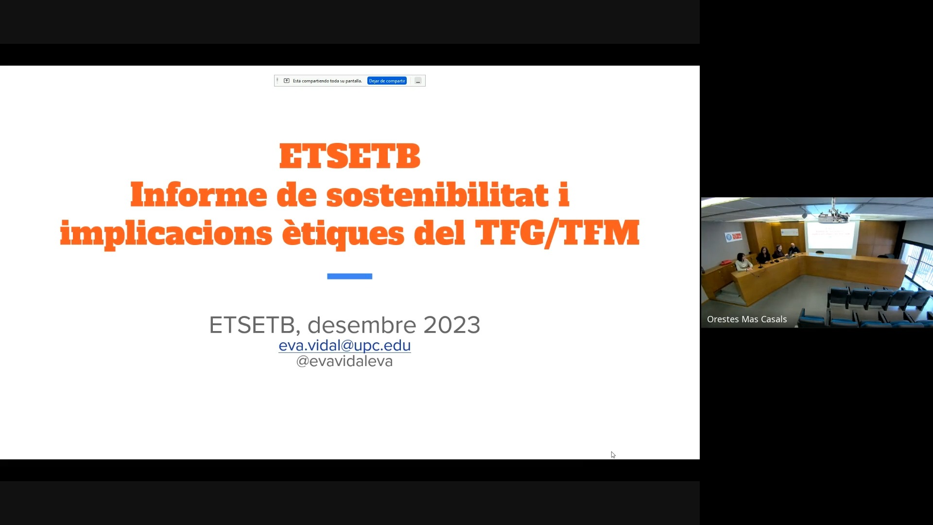ETSETB sessió infomativa: informe de sostenibilitat als TFG/TFM