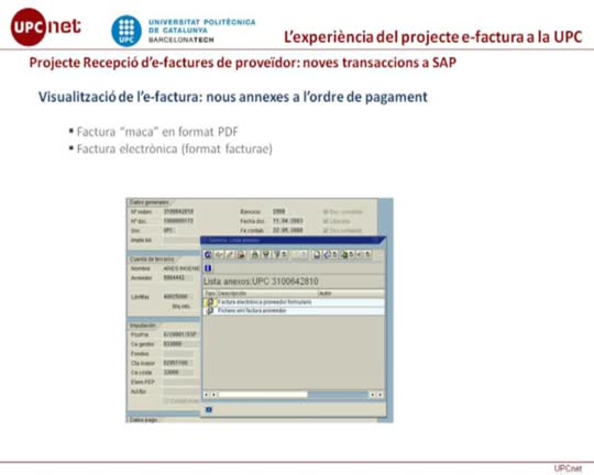 L'experiència del projecte e-factura a la UPC