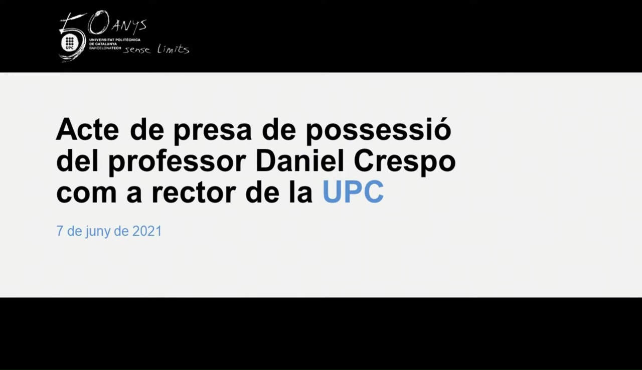 Acte de presa de possessió del professor Daniel Crespo com a rector de la UPC