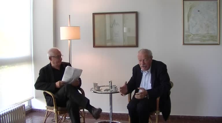 Conversa entre Aurelio Galfetti i Esteve Bonell a l'ETSAB