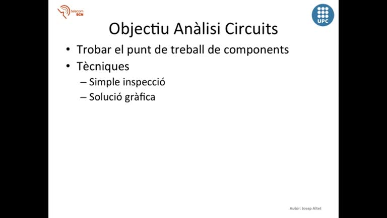 8. Llistat de tècniques per analitzar circuits i obtenir el punt de treball dels components que el formen
