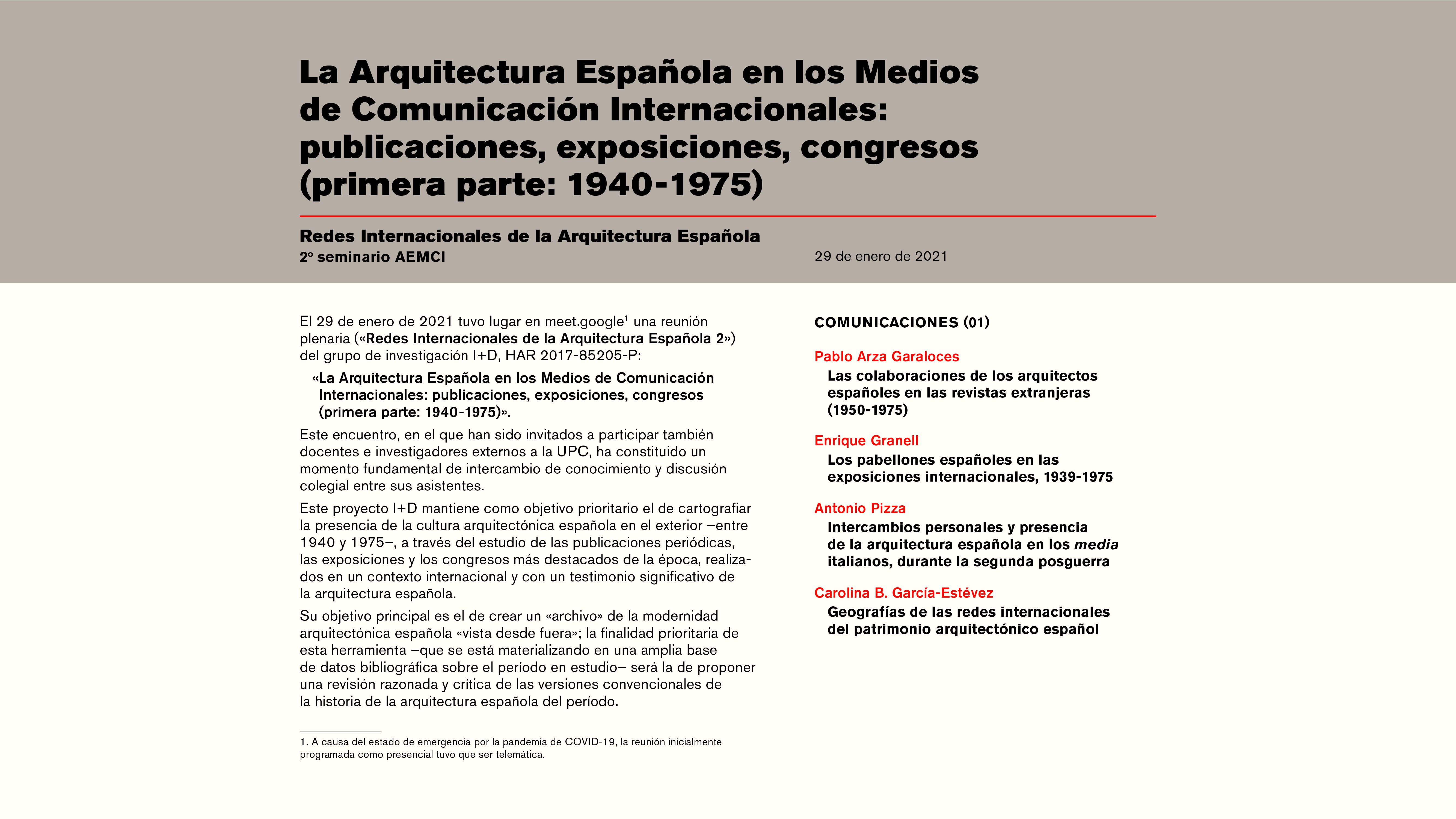ETSAB. La Arquitectura Española en los Medios de Comunicación Internacionales: publicaciones, exposiciones, congresos (1940-1975)