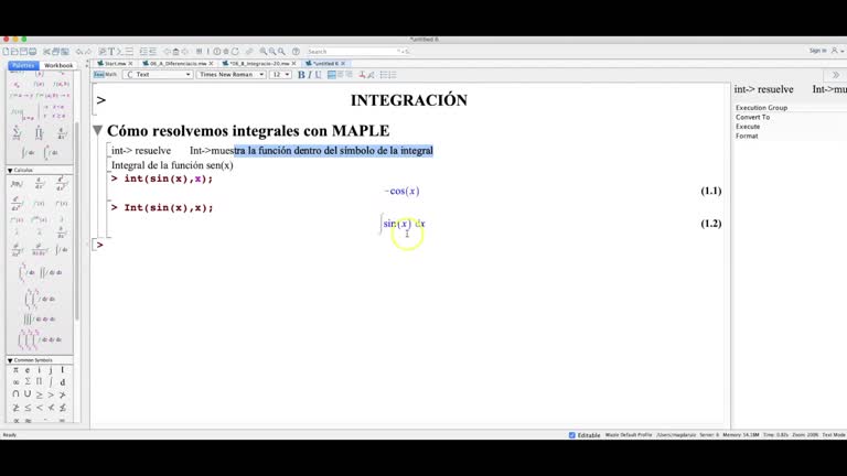 Pràctiques Maple – Integrals. 01 Integració en una variable 