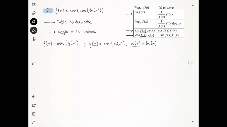 Tema 4 - Derivació de funcions. Ejercicio 2 (j)