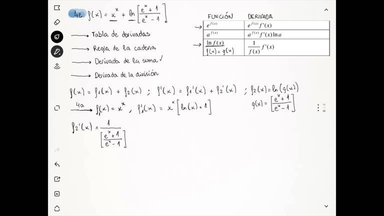 Tema 4 - Derivació de funcions. Ejercicio 4 (e)