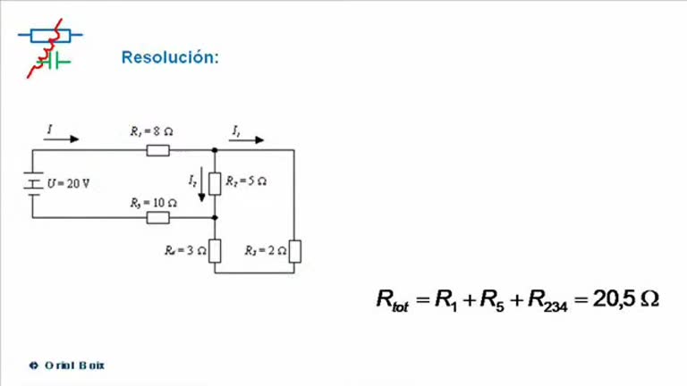Circuitos eléctricos de corriente continua - 1. Resolución de un problema de corriente continua por iteración de la ley de Ohm