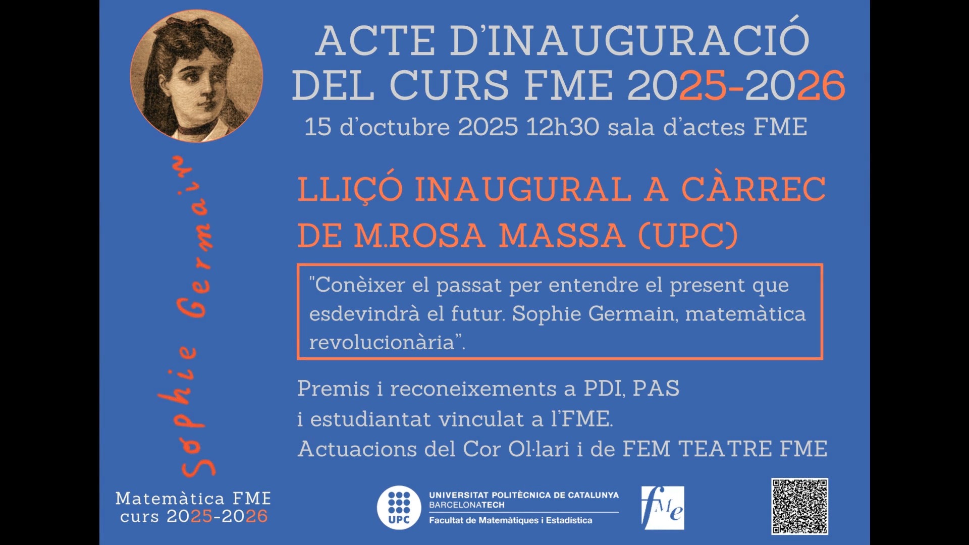 Conèixer el passat per entendre el present que esdevindrà el futur. Sophie Germain, matemàtica revolucionària. Lliçó inaugural Curs Germain (2025-2026)