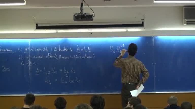 Àlgebra lineal numèrica. Tema 4. Sistemes lineals d'equacions. Anàlisi matricial del mètode de Gauss. Aplicació al càlcul del determinant
