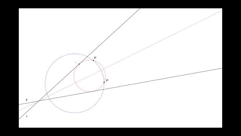 Resolució d'un exercici de tangències: circumferència tangent a dues rectes que passi per un punt donat