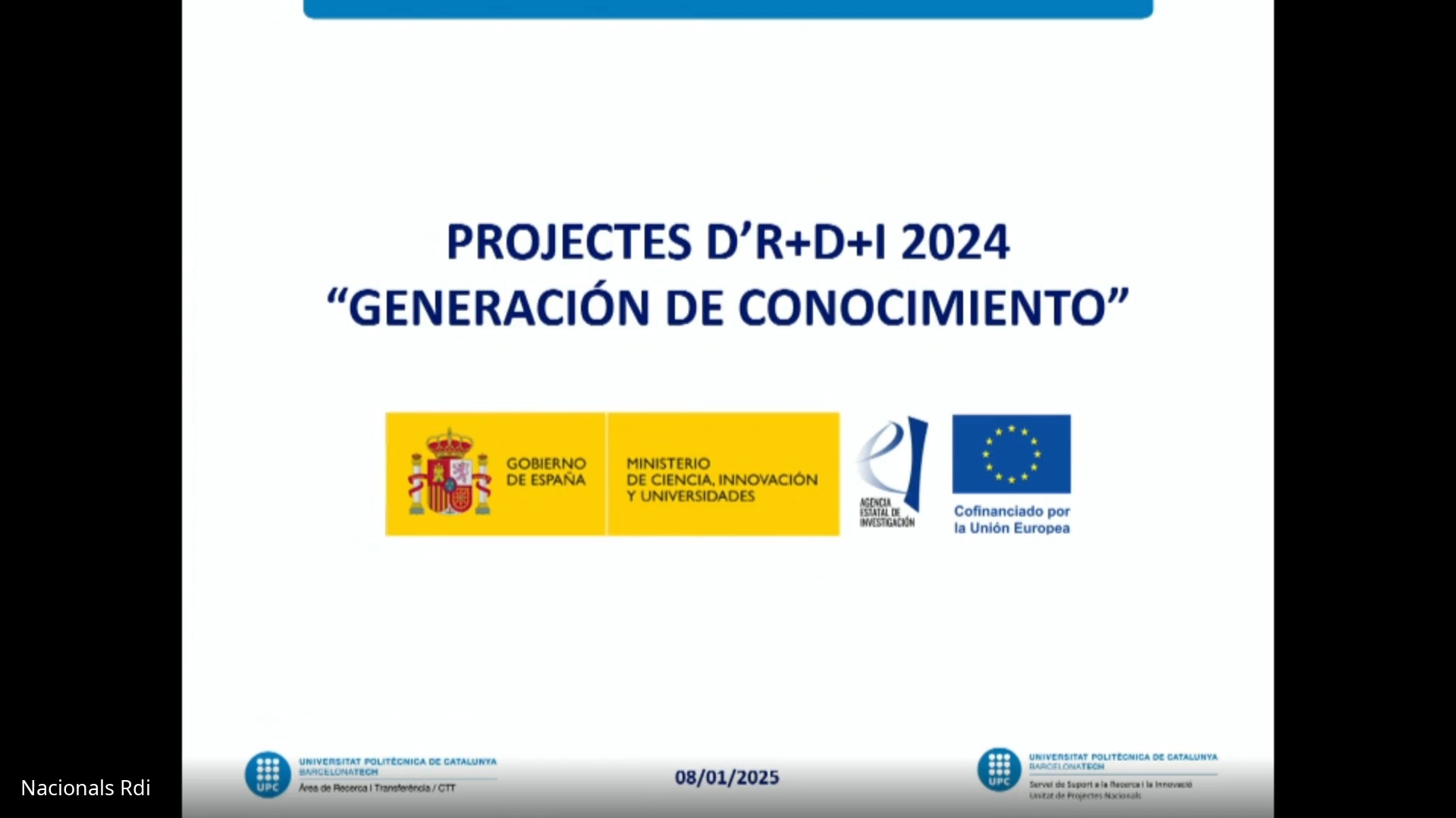 Jornada informativa sobre la convocatòria "Proyectos de Generación de Conocimiento 2024"