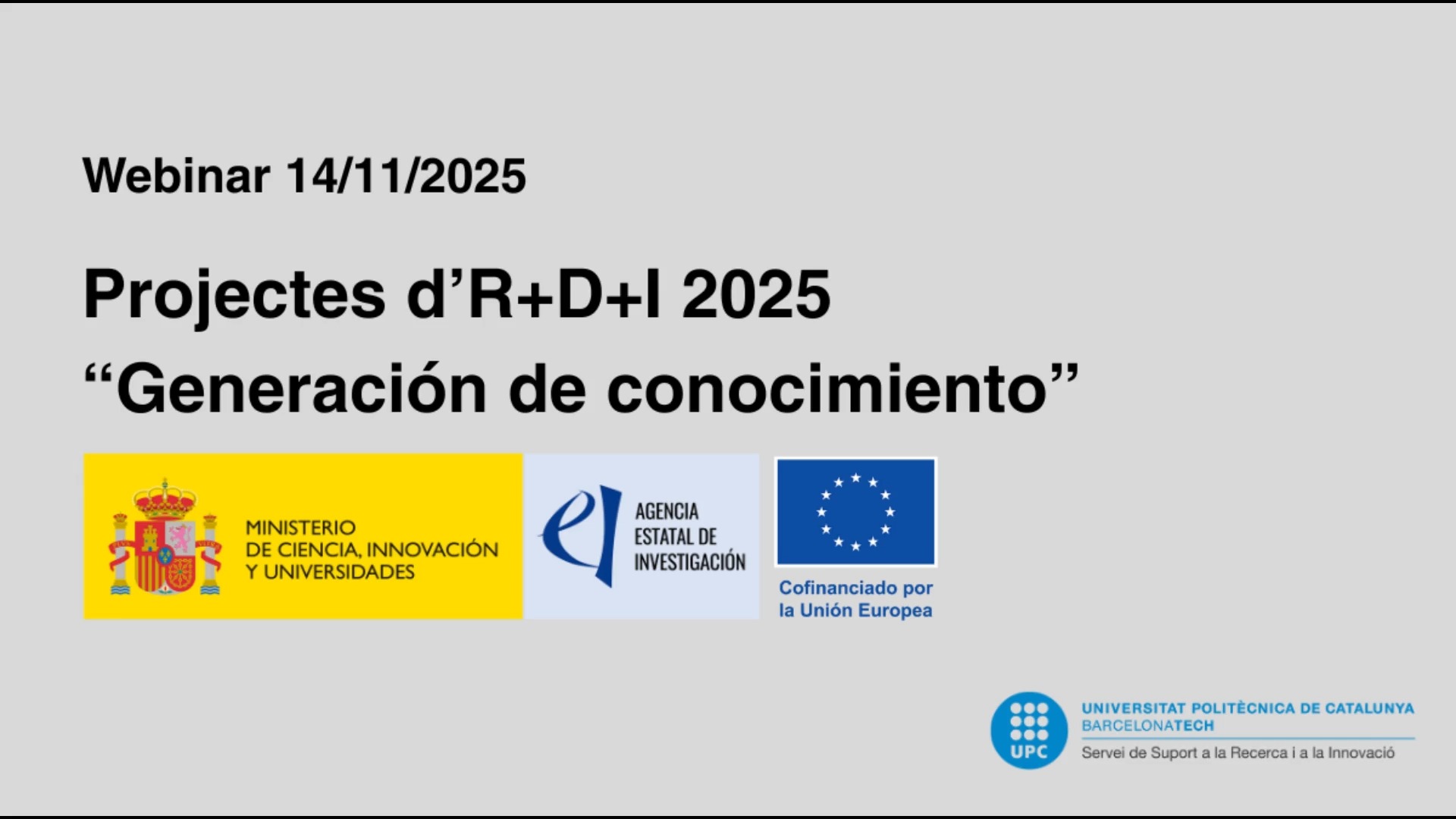 Jornada informativa sobre la convocatòria "Proyectos de Generación de Conocimiento 2025"