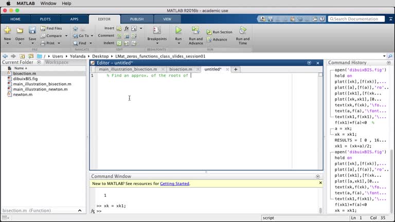 MATLAB. Root finding 01