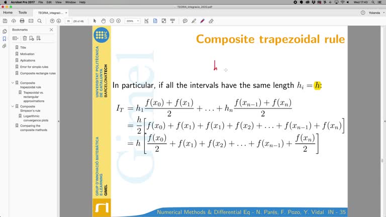 Numerical integration. Composite methods