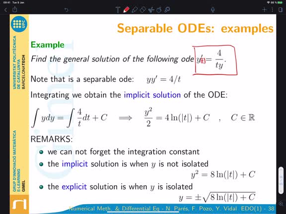 Ordinary differential equations. Separable ODE
