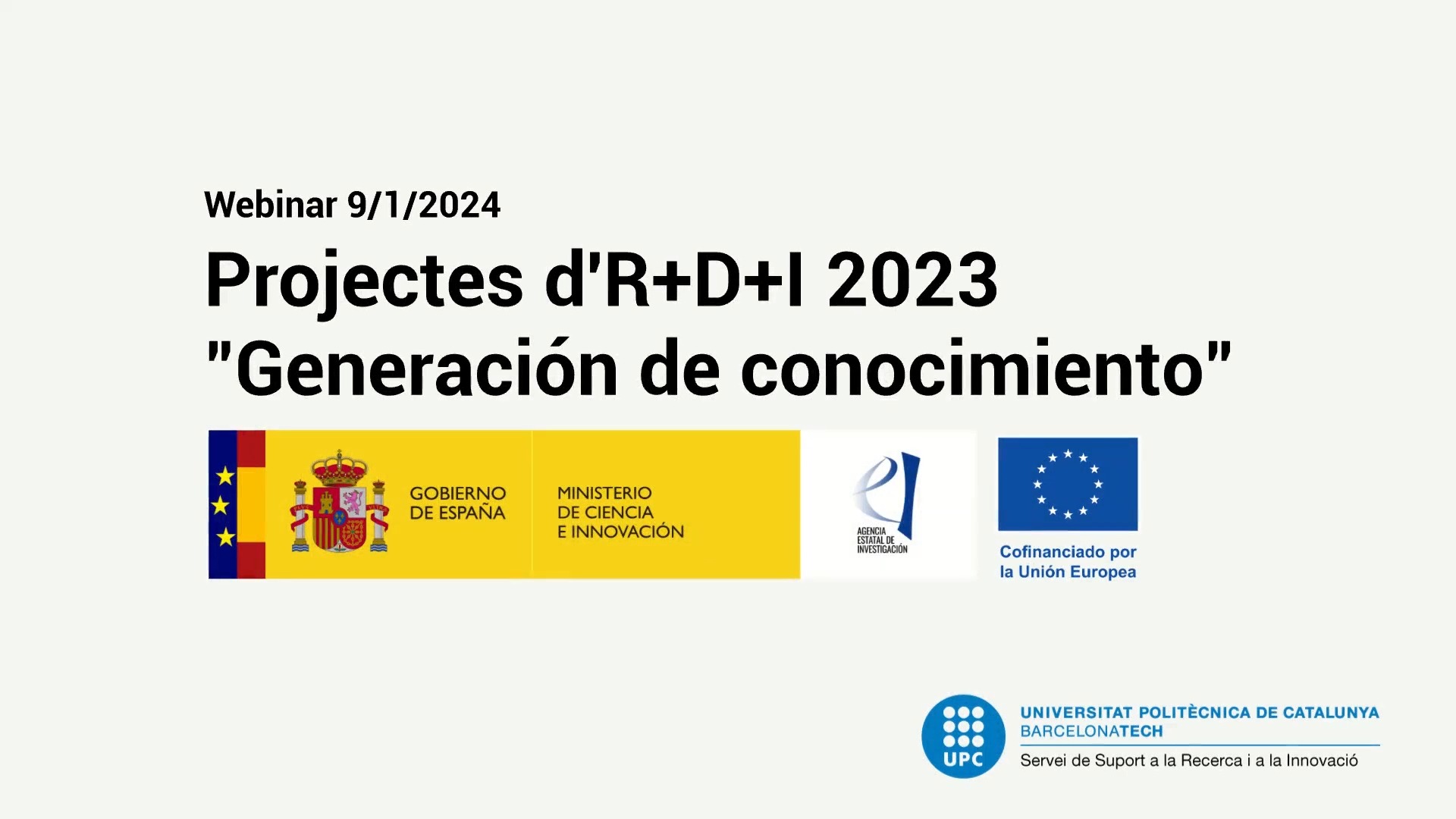 Projectes R+D+I  2023. Generación del conocimiento